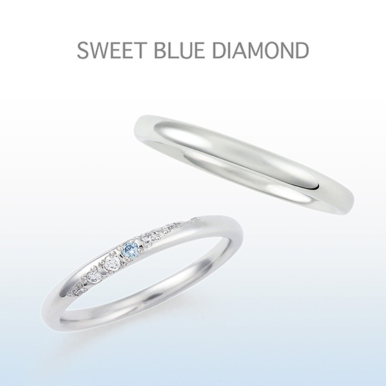 ストレートな指輪に斜めメレダイヤモンドがキラキラ輝くマリッジリング。メンズはシンプルです。