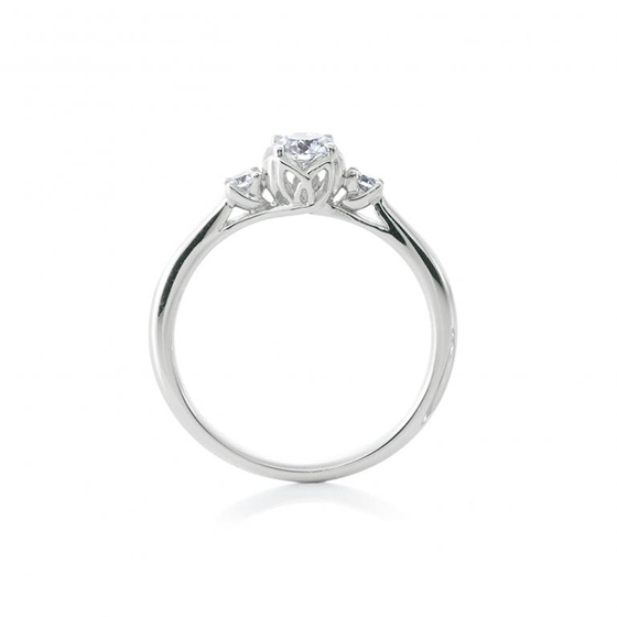 ストレートタイプ、メレダイヤモンドが2石寄り添っているキュートな婚約指輪。