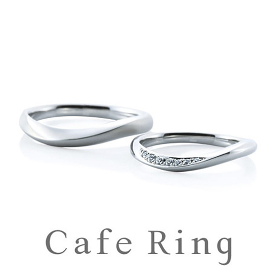 アシンメトリーデザインがオシャレな結婚指輪。